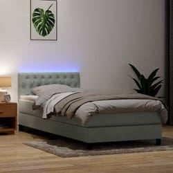 Sommier À Lattes De Lit Et Matelas Gris Clair 80x220 Cm Velours Vidaxl