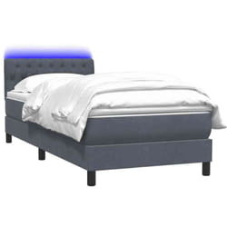 Sommier À Lattes De Lit Et Matelas Et Led Gris Foncé 80x220 Cm Velours Vidaxl