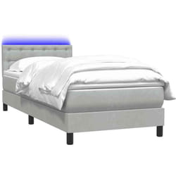 Sommier À Lattes De Lit Et Matelas Gris Clair 90x210 Cm Velours Vidaxl