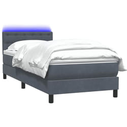 Sommier À Lattes De Lit Et Matelas Et Led Gris Foncé 80x220 Cm Velours Vidaxl
