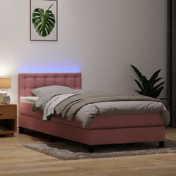 Vidaxl - Sommier À Lattes De Lit Avec Matelas Rose 80x220 Cm Velours