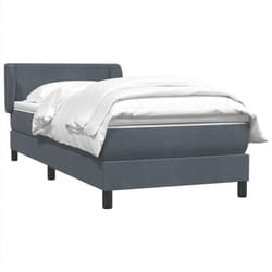 Sommier À Lattes De Lit Et Matelas Gris Foncé 90x220 Cm Velours Vidaxl