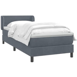 Sommier À Lattes De Lit Et Matelas Gris Foncé 90x220 Cm Velours Vidaxl