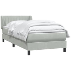 Sommier À Lattes De Lit Et Matelas Gris Clair 80x220 Cm Velours Vidaxl