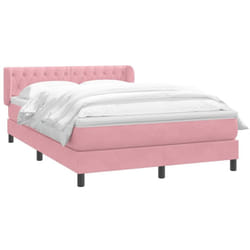 Sommier À Lattes De Lit Avec Matelas Rose 160x220 Cm Velours Vidaxl