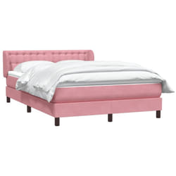 Sommier À Lattes De Lit Avec Matelas Rose 160x220 Cm Velours Vidaxl