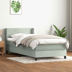 Sommier À Lattes De Lit Et Matelas Gris Clair 80x220 Cm Velours Vidaxl