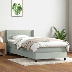 Sommier À Lattes De Lit Et Matelas Gris Clair 80x220 Cm Velours Vidaxl