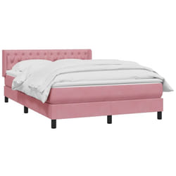 Sommier À Lattes De Lit Avec Matelas Rose 160x220 Cm Velours Vidaxl