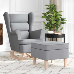 Chaise à bascule avec repose-pied Gris clair Tissu - Vidaxl