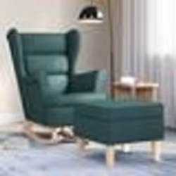 vidaXL Chaise à bascule avec repose-pied Vert foncé Tissu