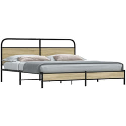 Cadre De Lit En Métal Sans Matelas Chêne Sonoma 193x203 Cm Vidaxl