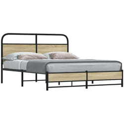 Cadre De Lit En Métal Sans Matelas Chêne Sonoma 160x200 Cm Vidaxl