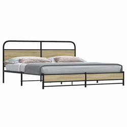 vidaXL Cadre de lit en métal sans matelas chêne sonoma 180x200 cm meuble de chambre à coucher lit double sommier lit 3318689