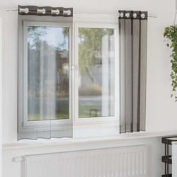 vidaXL Rideaux en voile avec œillets 2 pcs noir 140x140 cm rideau en filet rideau transparent voile de fenêtre 4102059