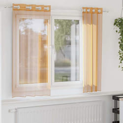 vidaXL Rideaux en voile avec œillets 2 pcs orange 140x140 cm rideau en filet rideau transparent voile de fenêtre 4102089