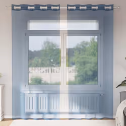 vidaXL Rideaux en voile avec œillets 2 pcs bleu royal rideau en filet rideau transparent voile de fenêtre traitement de 41021 ...