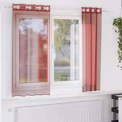 vidaXL Rideaux en voile avec œillets 2 pcs rouge bordeaux rideau en filet rideau transparent voile de fenêtre traitement