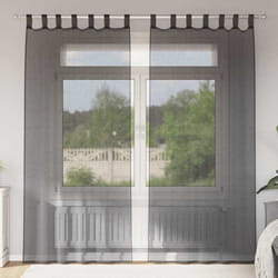 vidaXL Rideaux en voile avec passe-tringle 2 pcs noir rideau en filet rideau transparent voile de fenêtre traitement de 4102168
