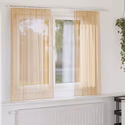 vidaXL Rideaux en voile avec passe-tringles 2 pcs sable rideau en filet rideau transparent voile de fenêtre traitement 410221 ...