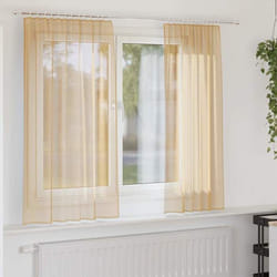 vidaXL Rideaux en voile avec passe-tringles 2 pcs sable rideau en filet rideau transparent voile de fenêtre traitement 4102216