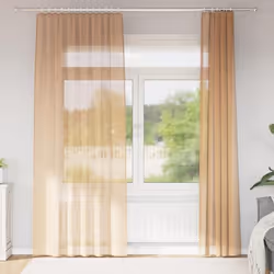 vidaXL Rideaux en voile avec passe-tringles 2 pcs sable rideau en filet rideau transparent voile de fenêtre traitement 410221 ...