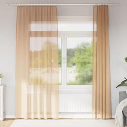 vidaXL Rideaux en voile avec passe-tringles 2 pcs sable rideau en filet rideau transparent voile de fenêtre traitement 4102218