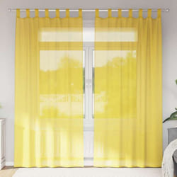 vidaXL Rideaux en voile avec passe-tringles 2 pcs jaune rideau en filet rideau transparent voile de fenêtre traitement 4102229