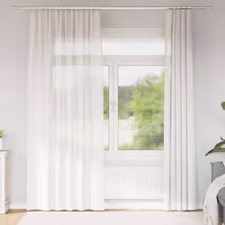 vidaXL Rideaux en voile avec passe-tringles 2 pcs blanc rideau en filet rideau transparent voile de fenêtre traitement 410224 ...