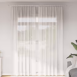 vidaXL Rideaux en voile avec passe-tringles 2 pcs blanc rideau en filet rideau transparent voile de fenêtre traitement 410224 ...
