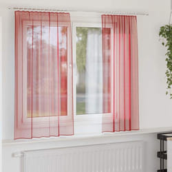 vidaXL Rideaux en voile avec passe-tringles 2 pcs rouge bordeaux rideau en filet rideau transparent voile de fenêtre 4102247