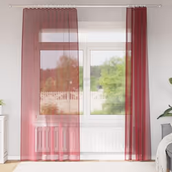 vidaXL Rideaux en voile avec passe-tringles 2 pcs rouge bordeaux rideau en filet rideau transparent voile de fenêtre 4102248