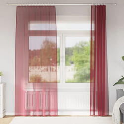 vidaXL Rideaux en voile avec passe-tringles 2 pcs rouge bordeaux rideau en filet rideau transparent voile de fenêtre 4102248