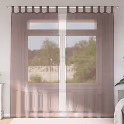 vidaXL Rideaux en voile avec passants 2 pcs marron rideau en filet rideau transparent voile de fenêtre traitement de 4102264