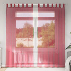 vidaXL Rideaux en voile avec boucles 2 pcs rouge bordeaux 140x245 cm rideau en filet rideau transparent voile de fenêtre