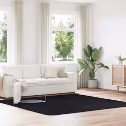 vidaXL Tapis shaggy à poils longs noir 240x240 cm polyester tapis tapis de chambre tapis moderne tapis de salon tapis 4102886