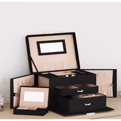 Organise ta collection de bijoux en toute simplicité à l'aide de la boîte à bijoux à 3 couches, conçue pour allier élégance e ...