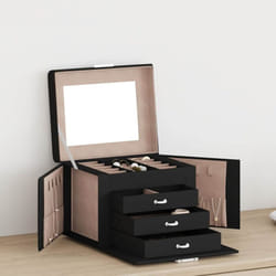 Boîte à bijoux 4 niveaux miroir verrouillable noir - Vidaxl