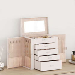 Boîte à bijoux 5 niveaux avec miroir verrouillable blanc - Vidaxl