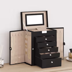 Organise ta collection de bijoux en toute simplicité à l'aide de la boîte à bijoux à 6 couches, conçue pour allier élégance e ...