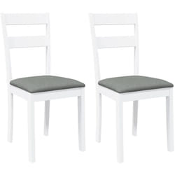 vidaXL Chaises à manger coussins 2 pcs blanc bois massif caoutchouc