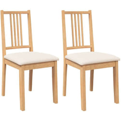Vidaxl - Chaises à manger coussins 2 pcs naturel bois massif caoutchouc