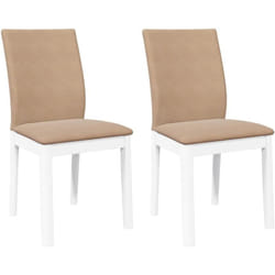 Vidaxl - Chaises à manger coussins 2 pcs blanc bois massif caoutchouc