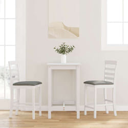 vidaXL Tabourets de bar avec coussins 2 pcs blanc bois massif d'hévéa