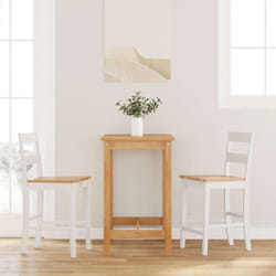 Vidaxl - Tabourets de bar 2 pcs blanc bois massif d'hévéa