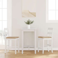 Vidaxl - Tabourets de bar avec coussins 2 pcs blanc bois massif d'hévéa