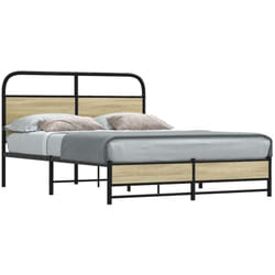 Vidaxl - Cadre De Lit Sans Matelas 135x190 Cm Chêne Sonoma