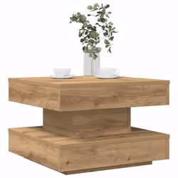 vidaXL Table basse rotative à 360 degrés chêne artisanal 50x50x34,5 cm