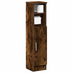 vidaXL Meuble de salle de bain avec porte-rouleau chêne fumé meuble de rangement de salle de bain armoire de bain armoire 858501