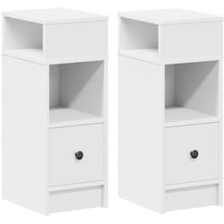 Tables de chevet 2 pcs avec tiroir blanc 25x31x66 cm Vidaxl